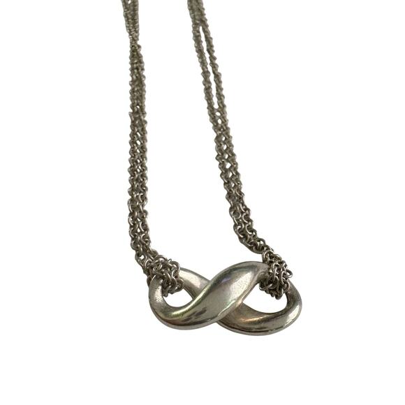 Tiffany & Co Infinity Double Chain Pendant and Necklace in Sterling 14.5" Chain - Picture 3 of 14